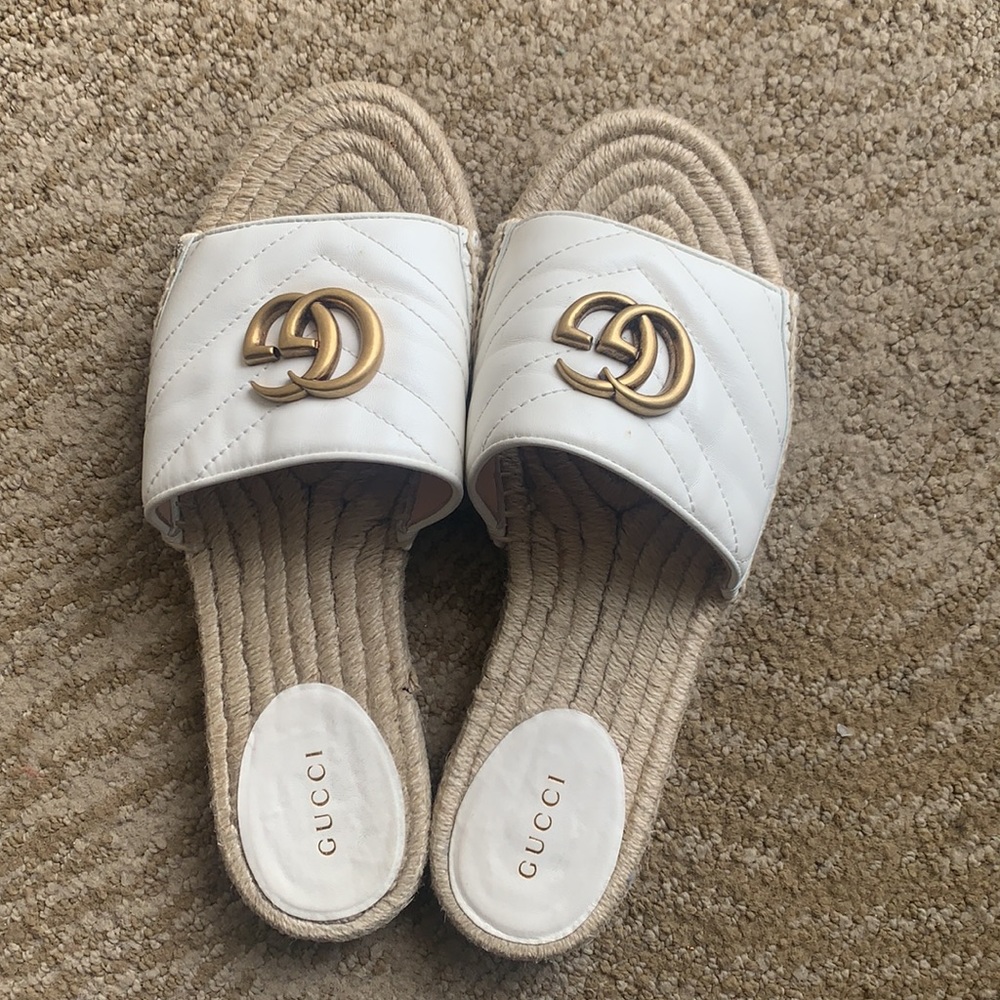 Gucci White Espadrille Sandal